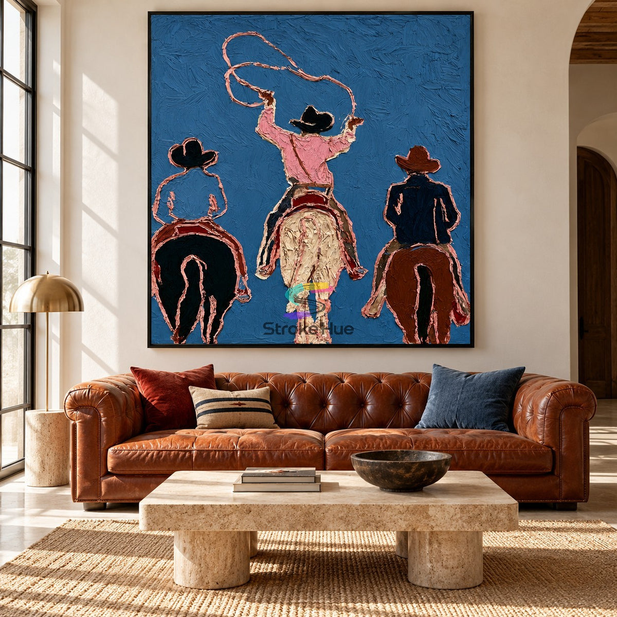 Rodeo in Blue-Western Cowboy Painting