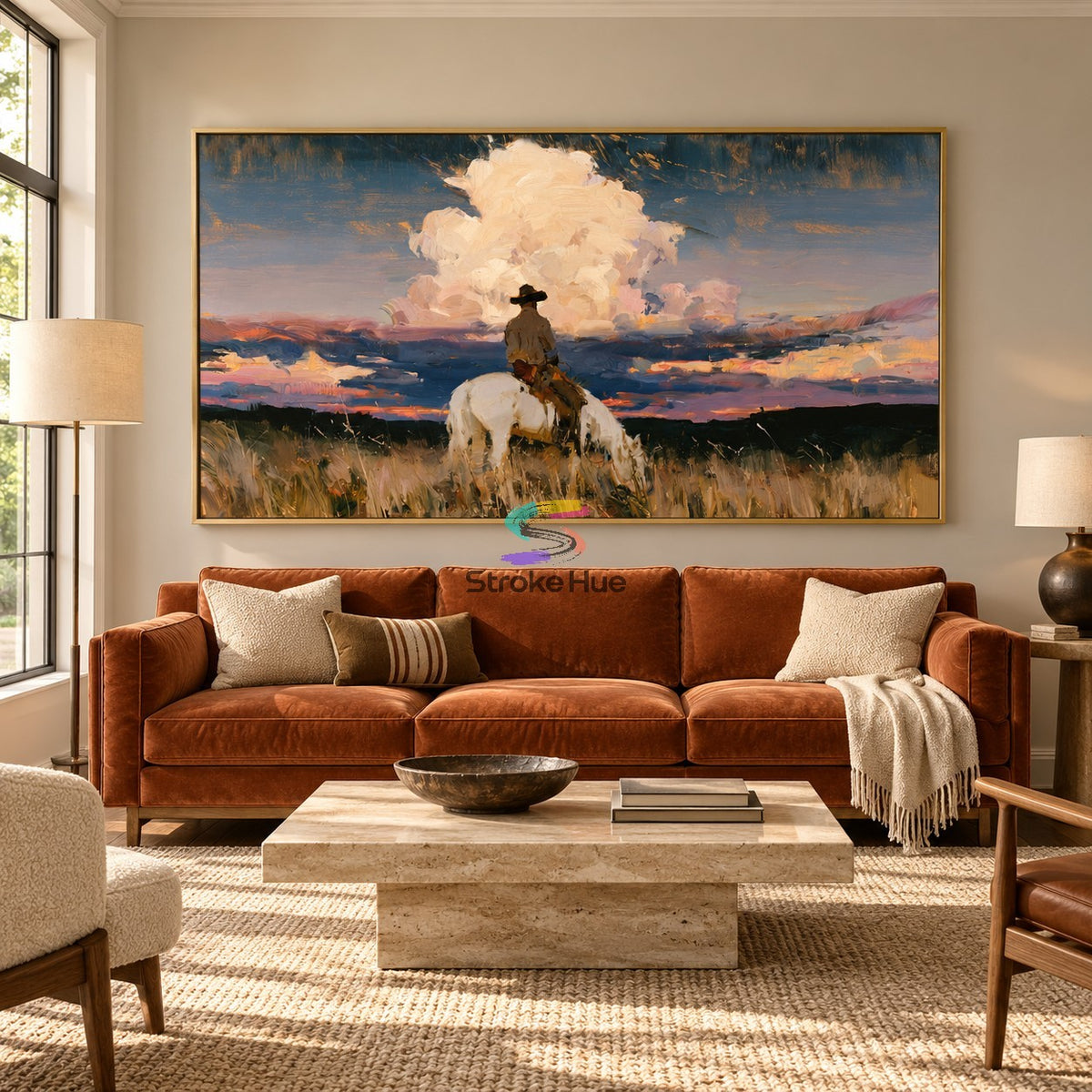 Prairie Afterglow-Western Cowboy Landscape Painting