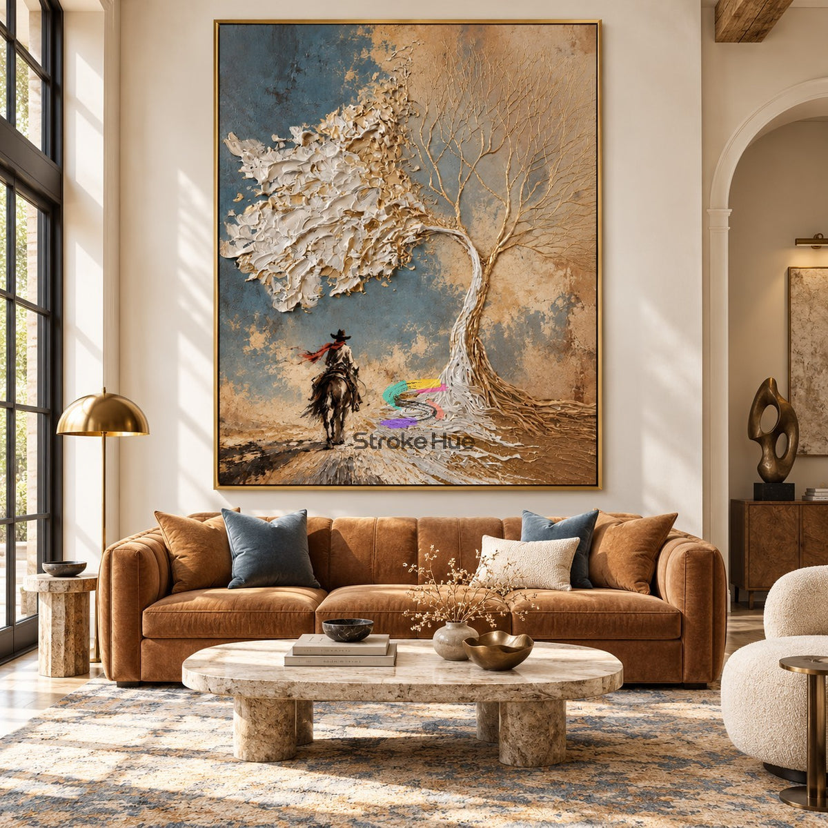Gilded Solitude-Cowboy Tree Painting