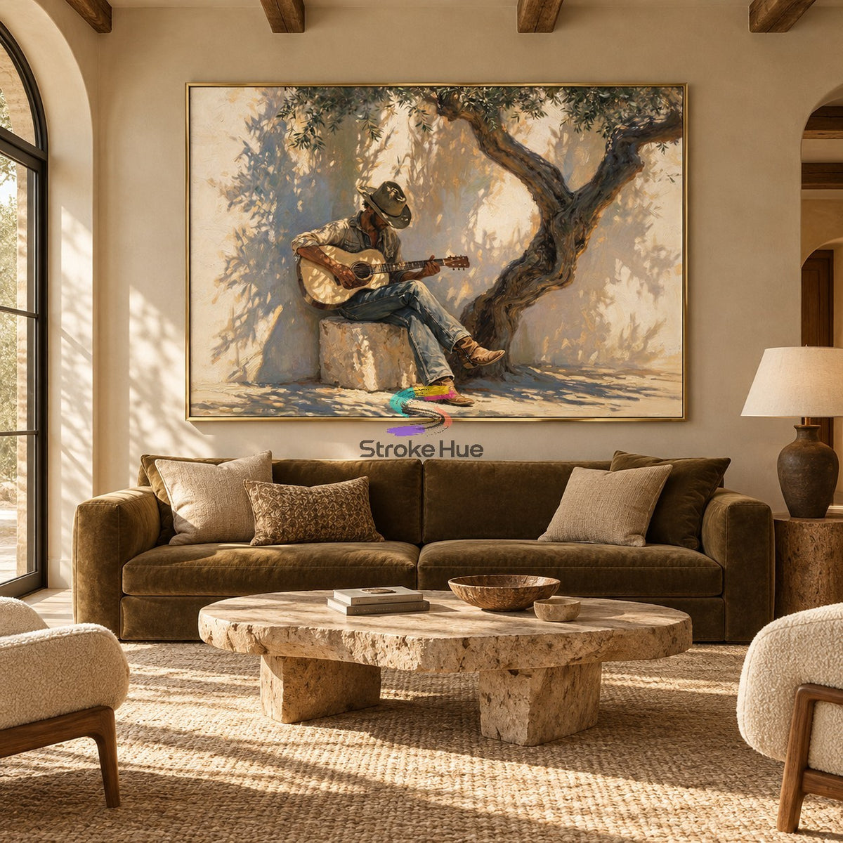 Olivewood Melody-Cowboy Guitar Painting