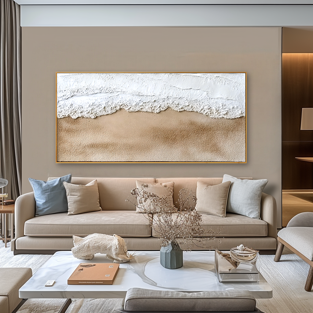 Foamline Shore-Textured Coastal Painting
