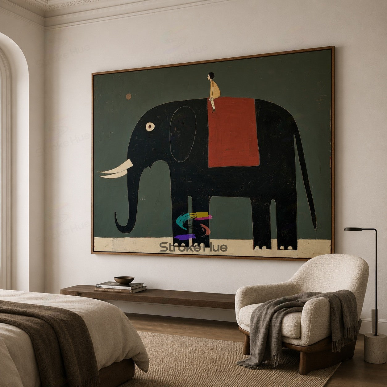 Moon Rider-Elephant Folk Painting
