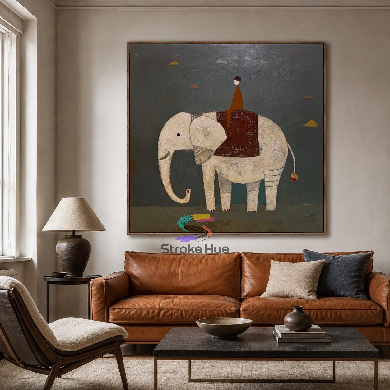 Gentle Parade-Elephant Folk Painting