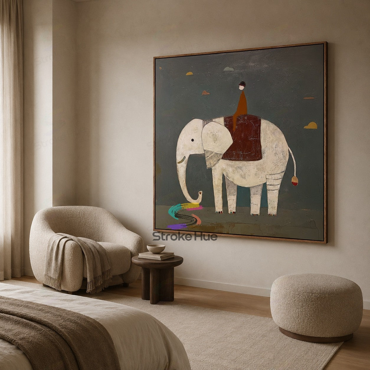 Gentle Parade-Elephant Folk Painting