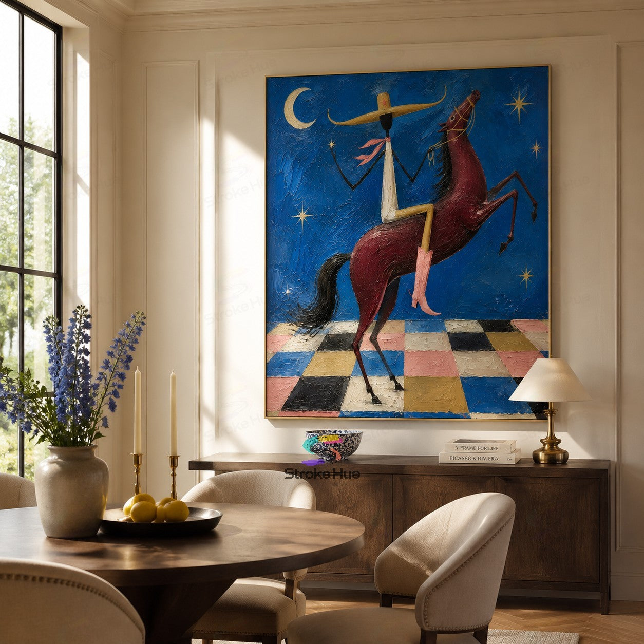 Midnight Caballero-Rearing Horse Painting