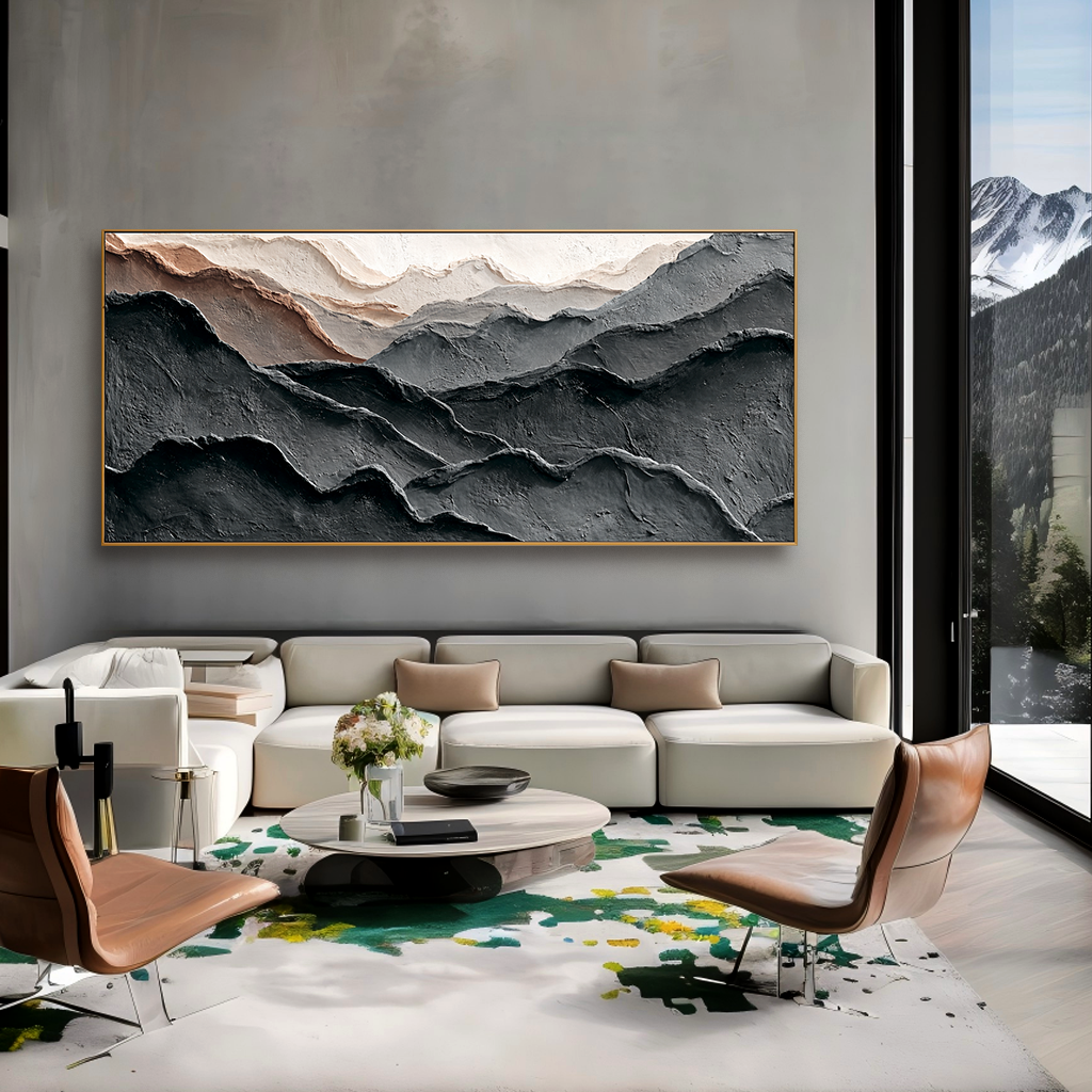 Dusk Range-Textured Mountain Painting