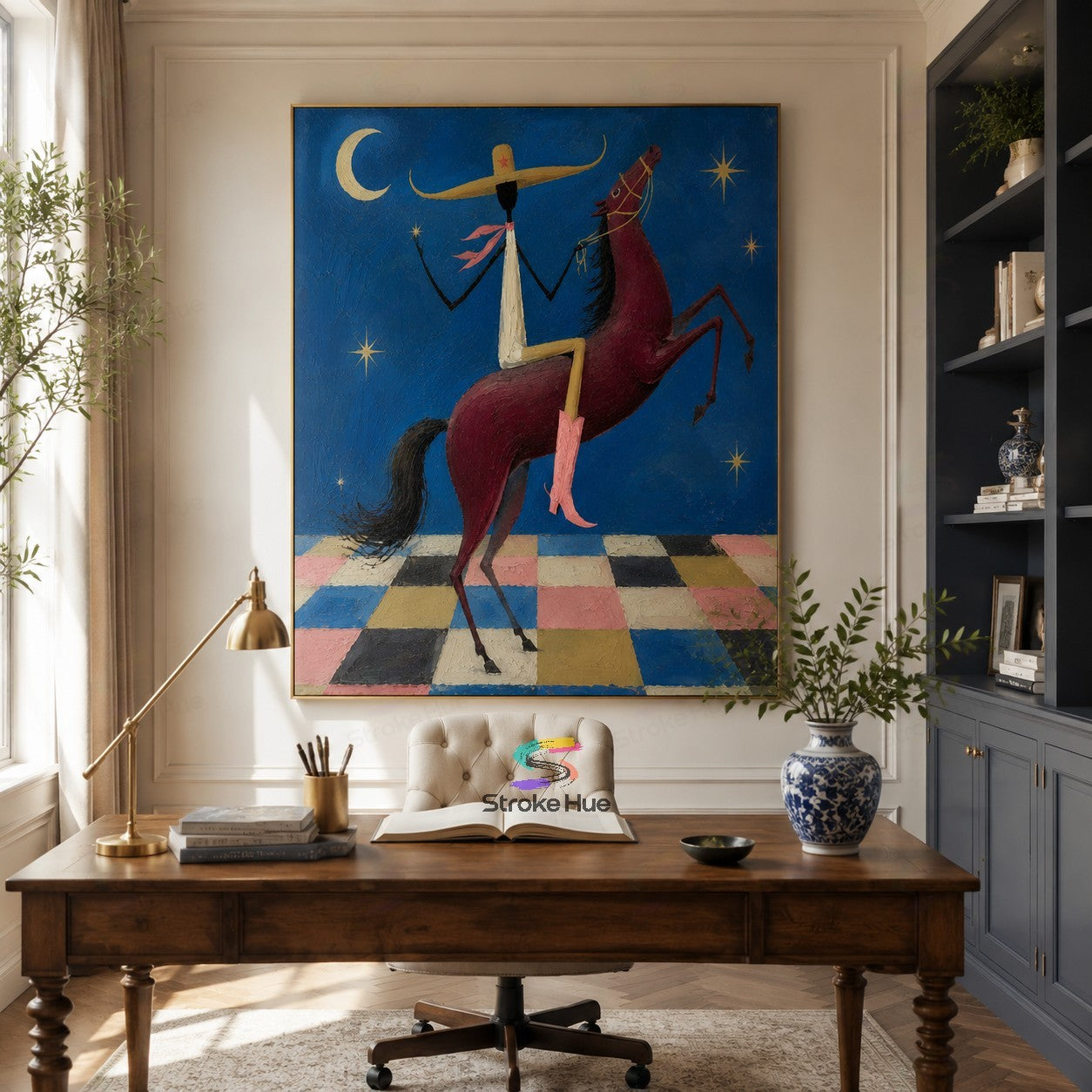 Midnight Caballero-Rearing Horse Painting