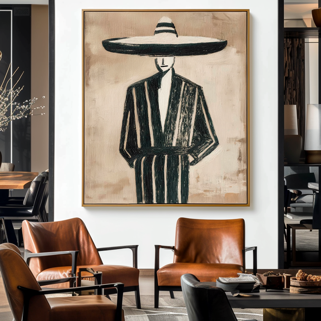 Sombrero Muse-Textured Portrait Painting