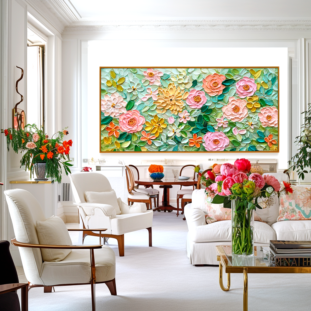 Garden Tapestry-Relief Floral Painting