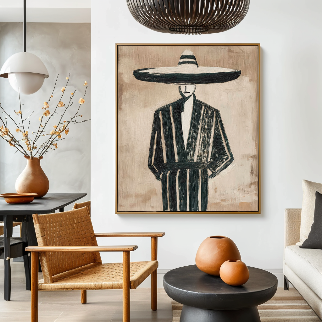 Sombrero Muse-Textured Portrait Painting