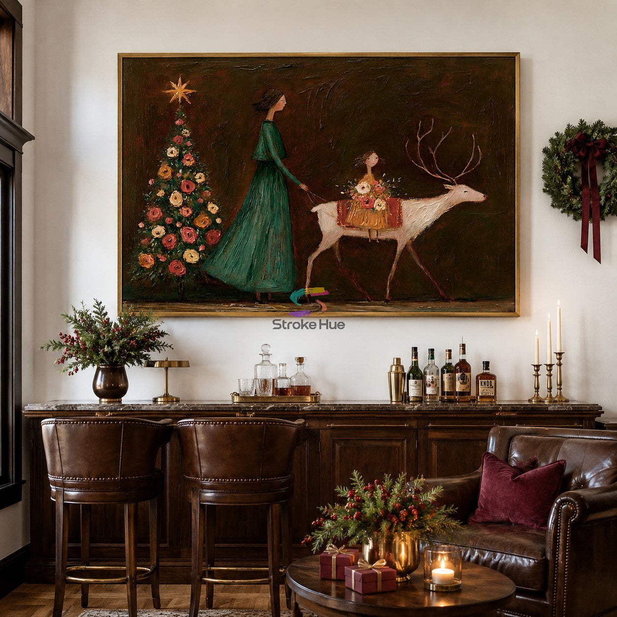Christmas Passage-Woman Child and White Stag Painting