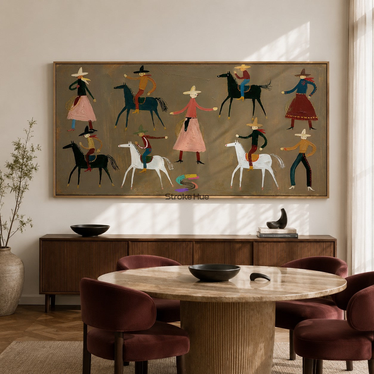 Prairie Parade-Western Cowboy and Horse Folk Painting