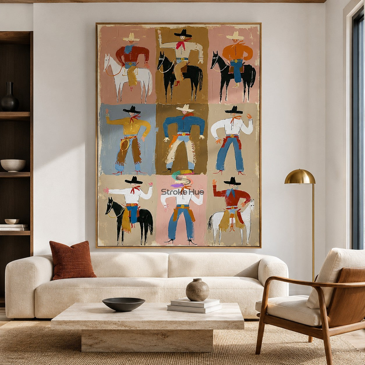 Frontier Nine-Western Cowboy Grid Painting
