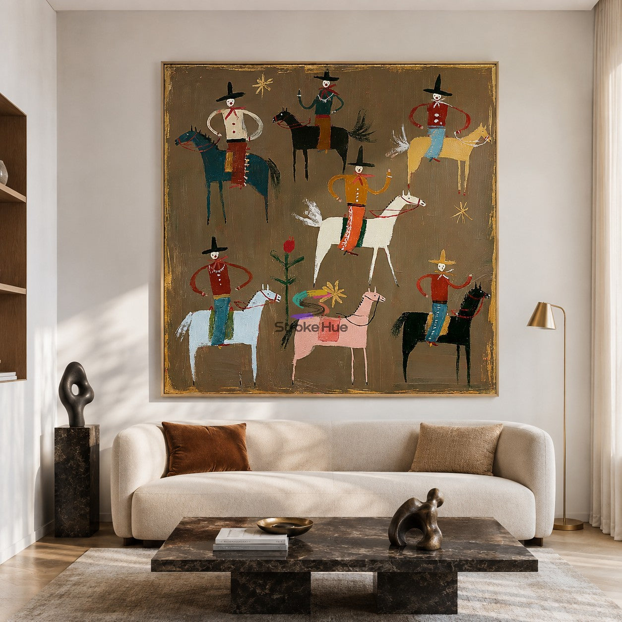 Ranch Revelry-Colorful Cowboy Horse Folk Painting