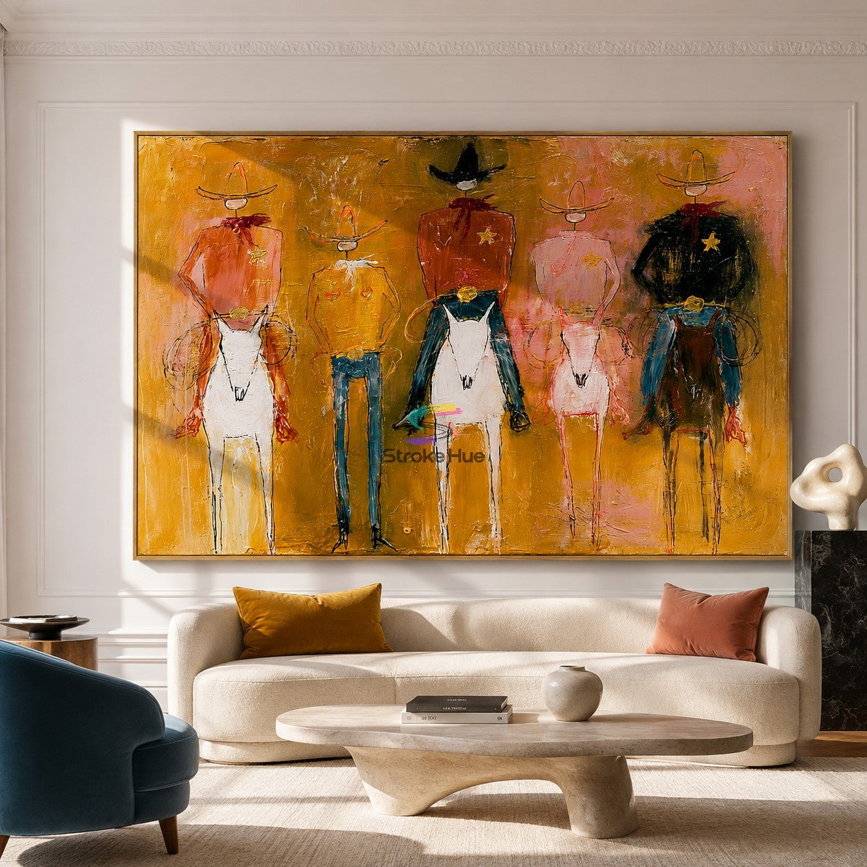 Golden Posse-Western Cowboy Folk Painting