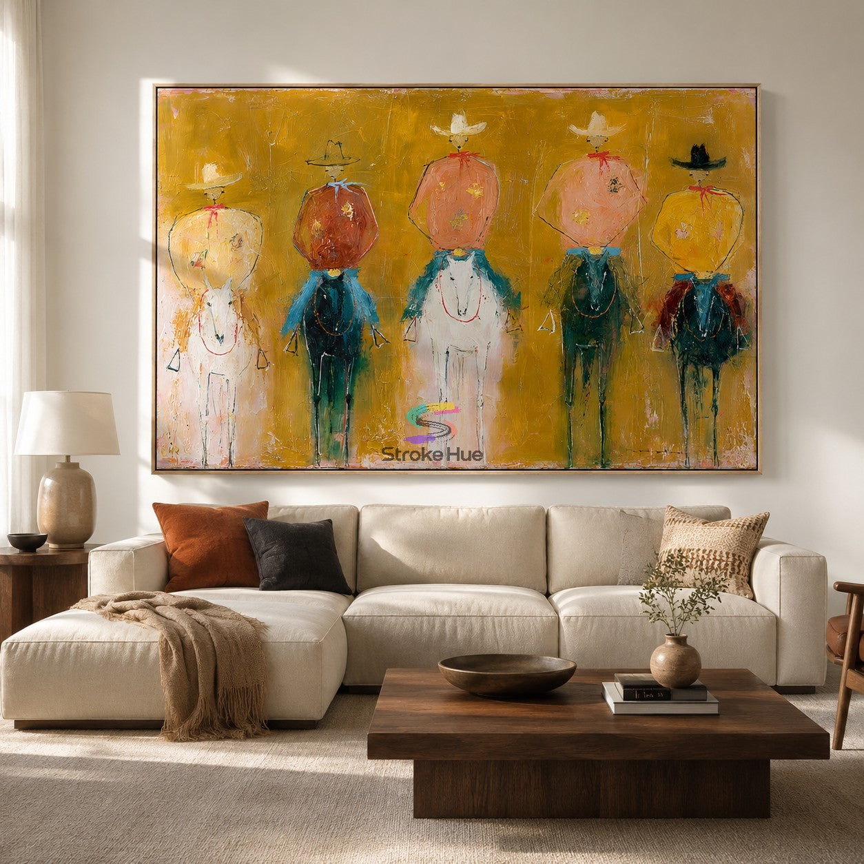 Sunlit Riders-Western Cowboy Horse Folk Painting
