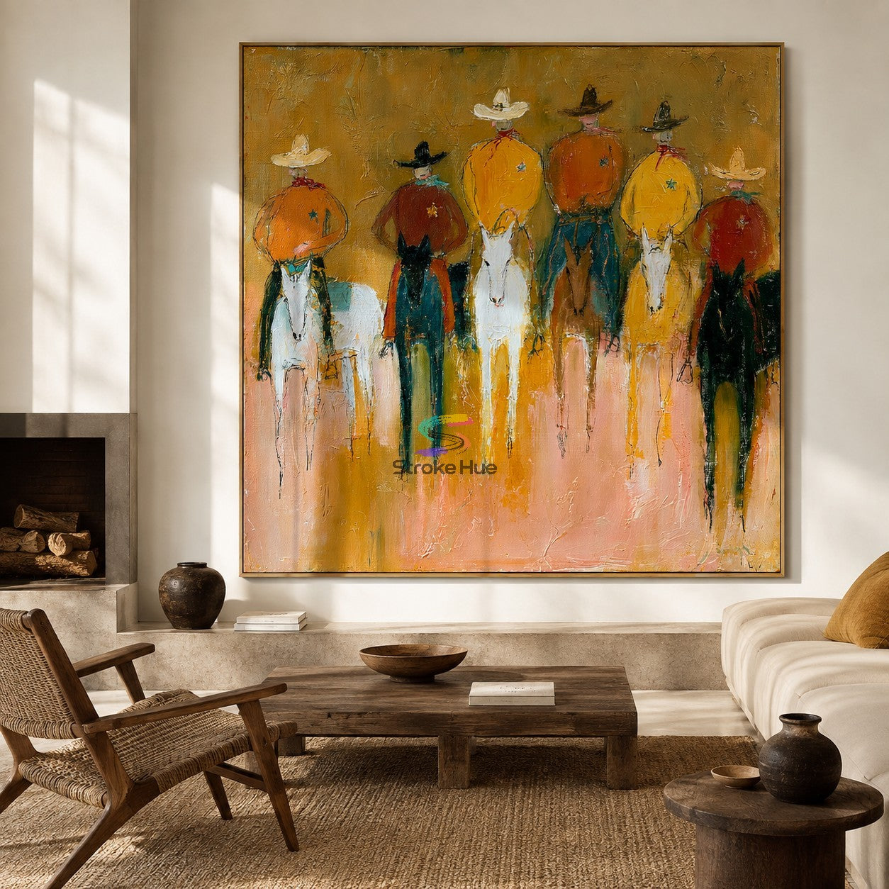 Desert Lineup-Five Cowboy Riders Painting