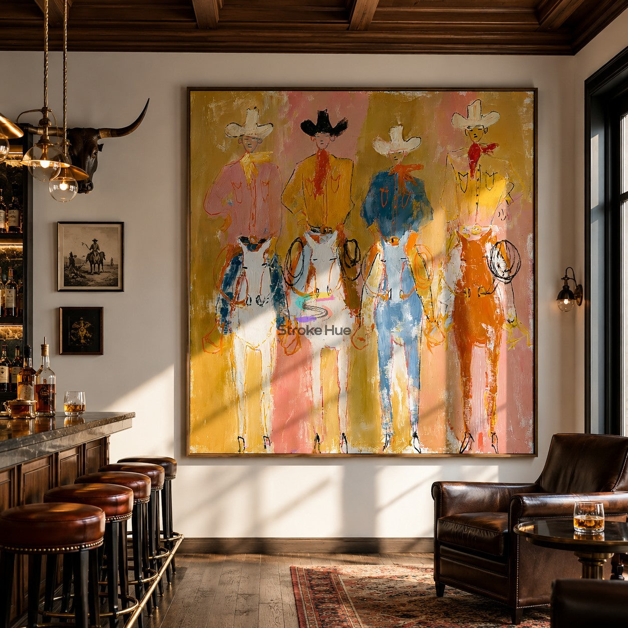 Pastel Posse-Four Cowboy Riders Painting