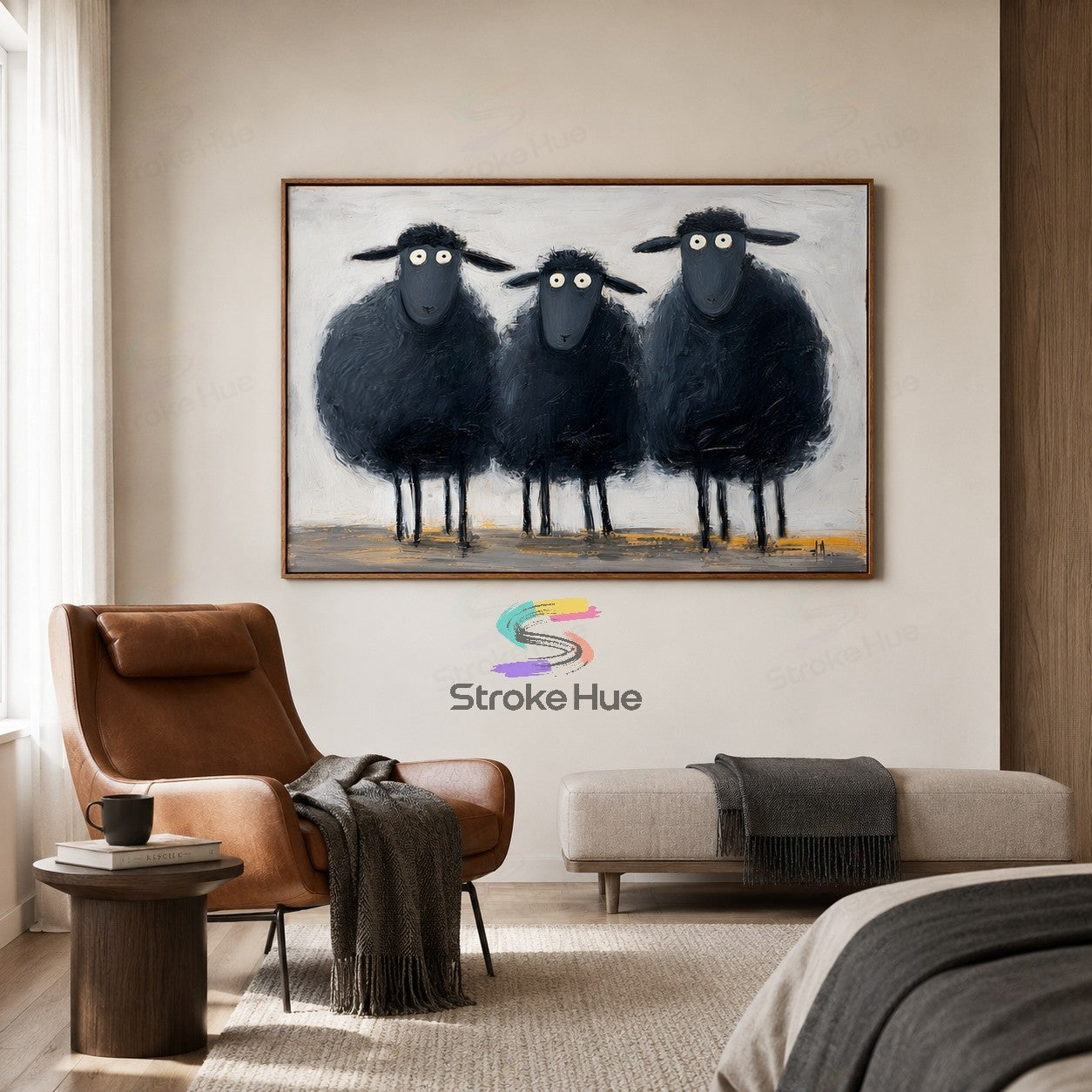 Midnight Flock-Black Sheep Painting