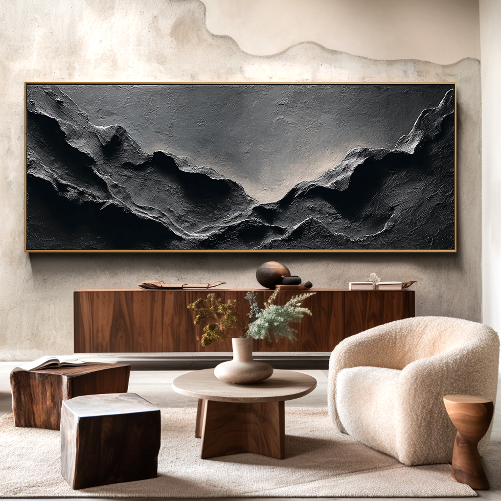 Noir Valley Glow-Mountain Painting