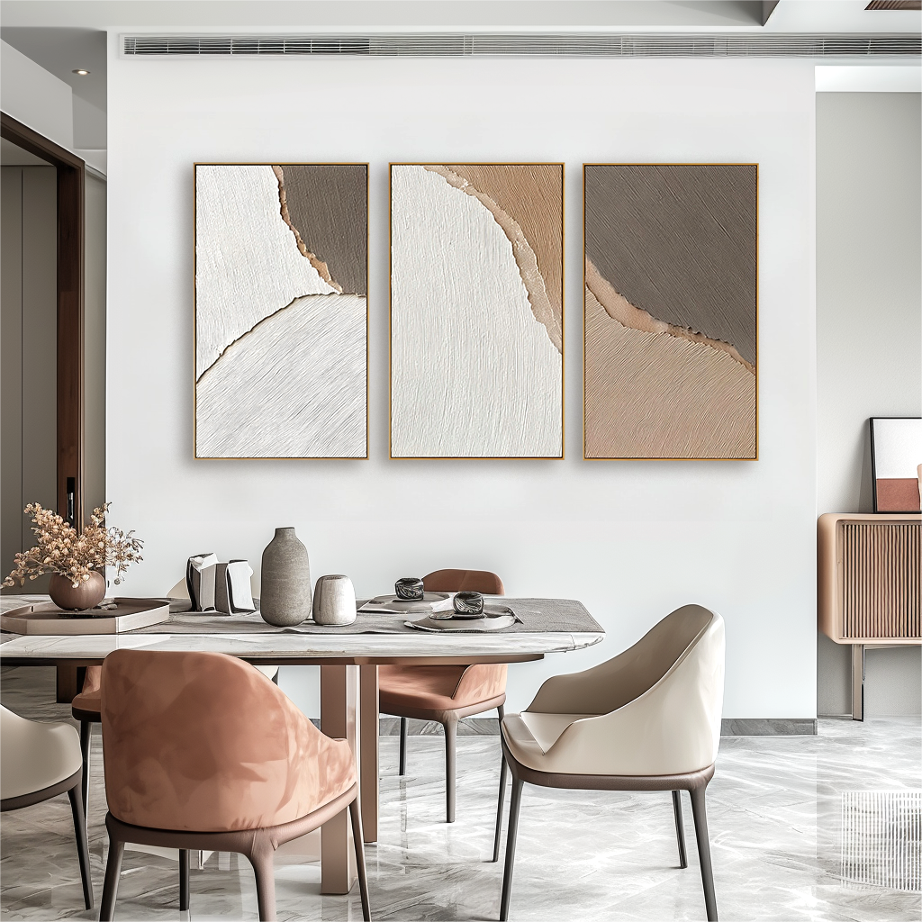 Layered Dunes-Relief Triptych Painting