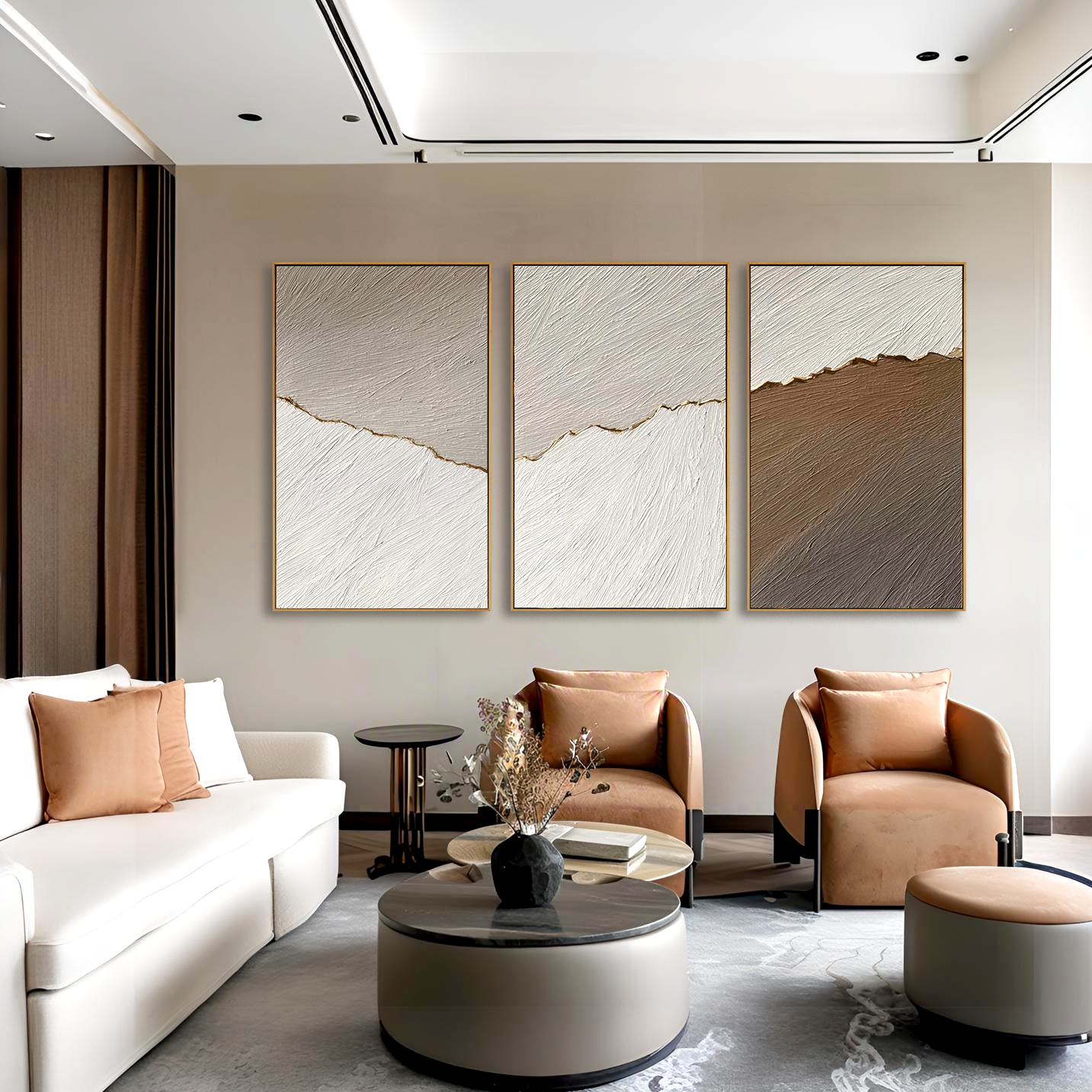 Contour Sands-Relief Triptych Painting