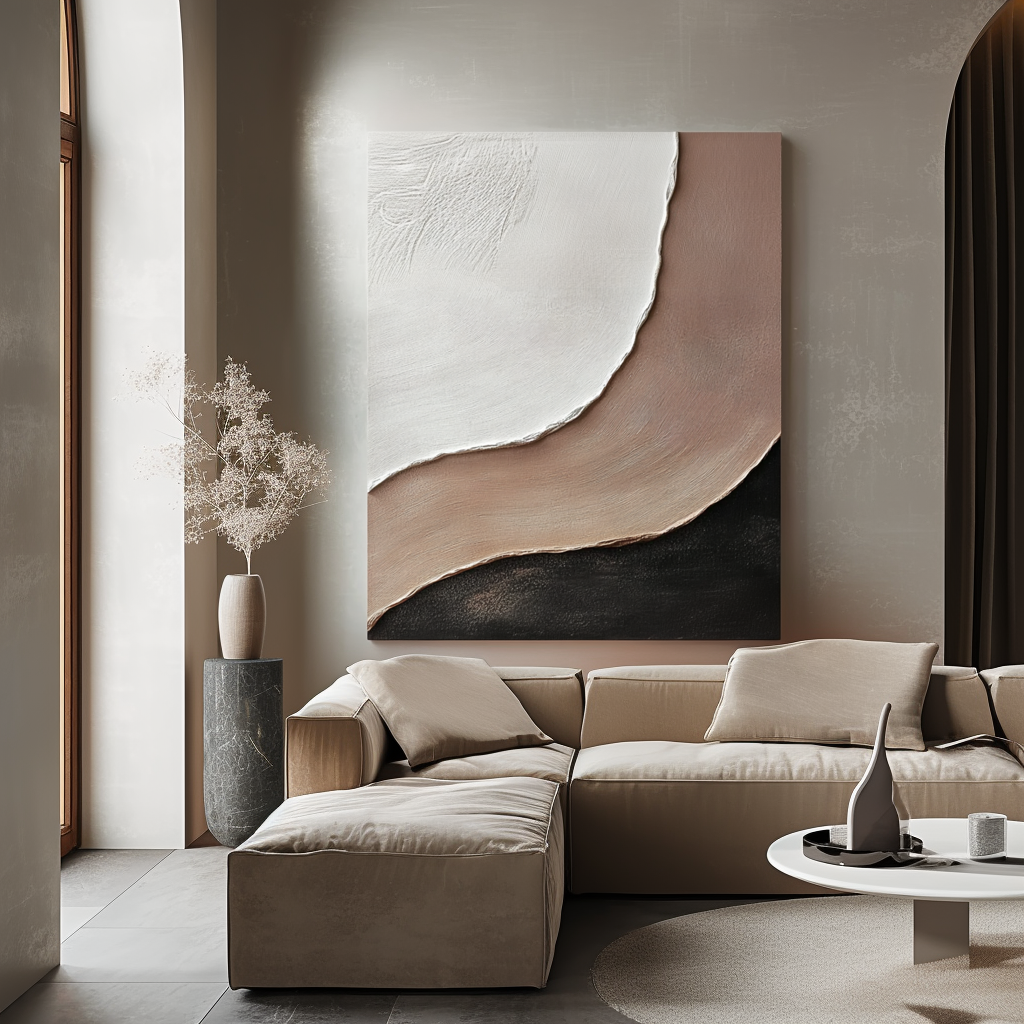 Soft Divide-Taupe Curve Painting