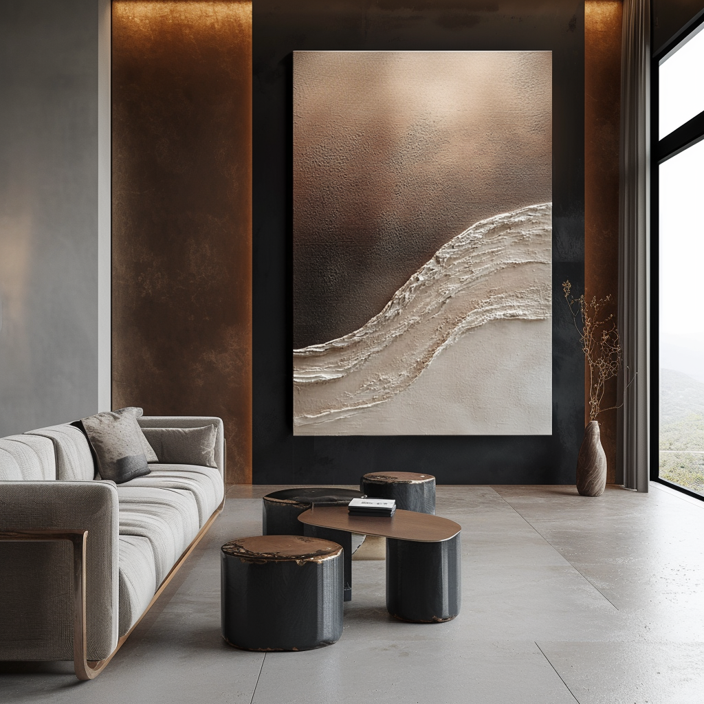 Bronze Shore-Neutral Wave Painting