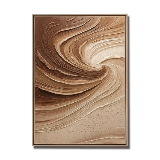 Hand - painted Abstract 3D Textured Wall Art: Swirling Earth - Tone Waves for Modern Home Decor