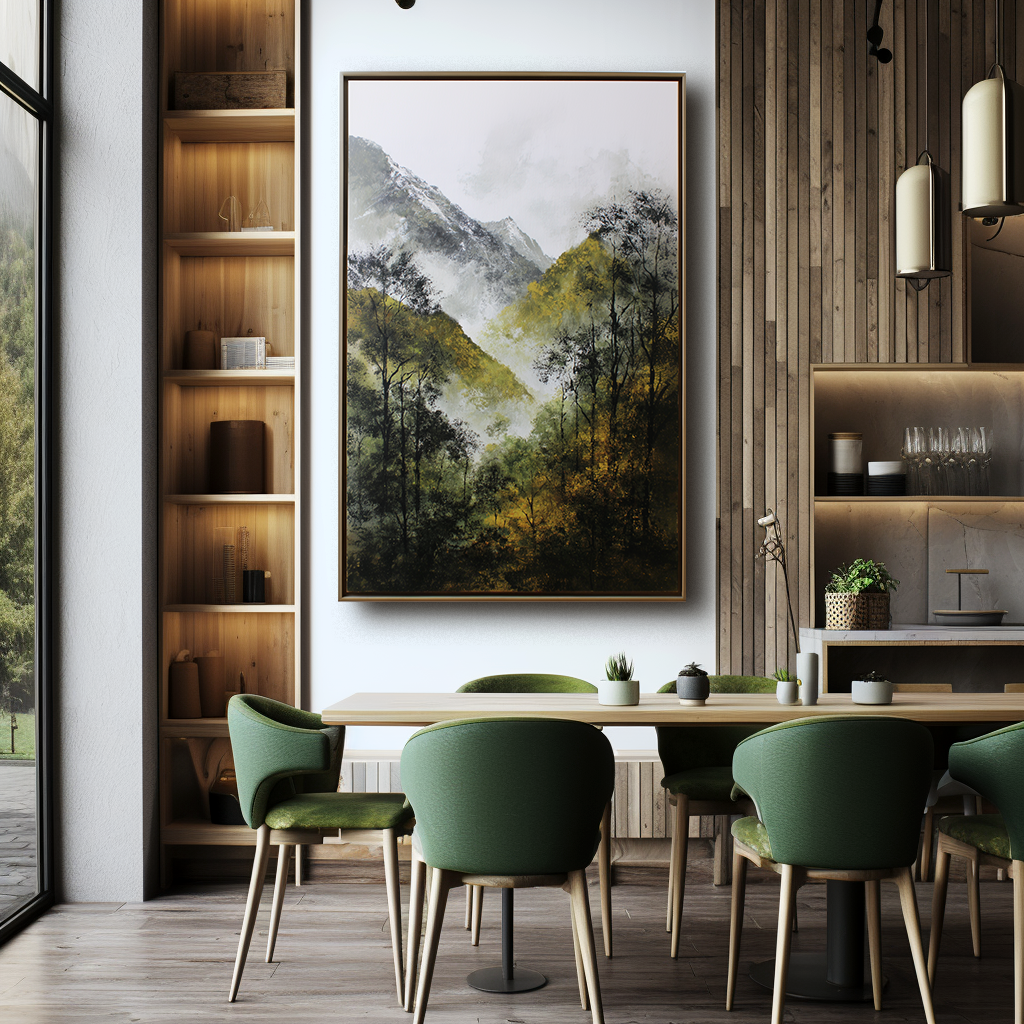 Highland Mist-Mountain Forest Painting