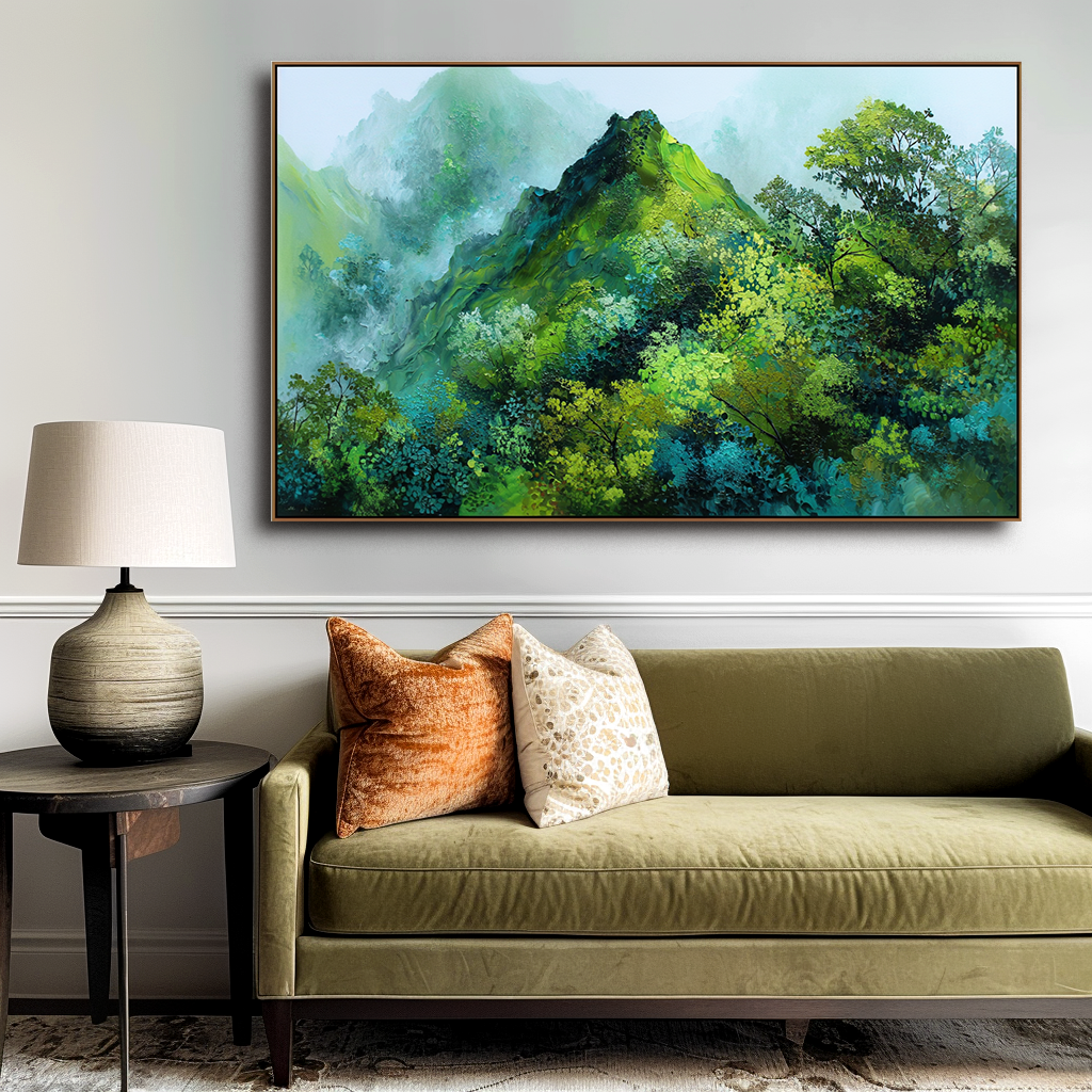 Misty Jade Peak-Forest Landscape Painting