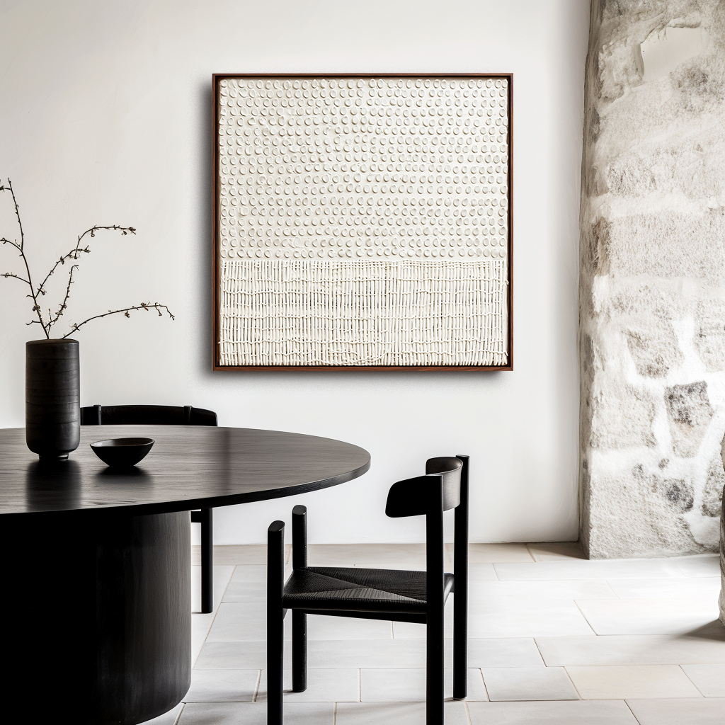 Ivory Dot Weave-Textured Relief Painting