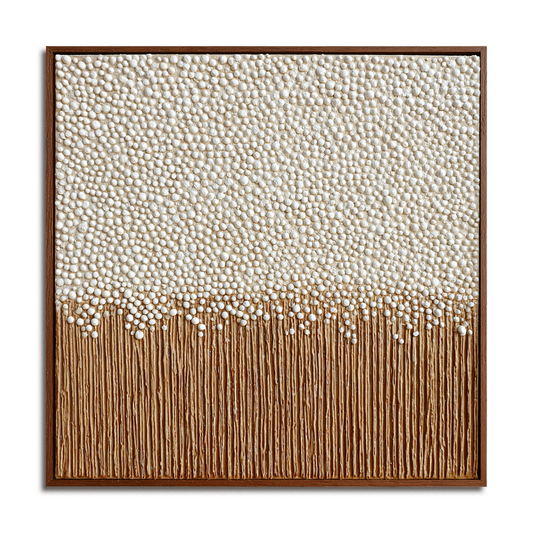 Hand - painted 3D Textured Wall Art: White Dot & Brown Striped Modern Decor