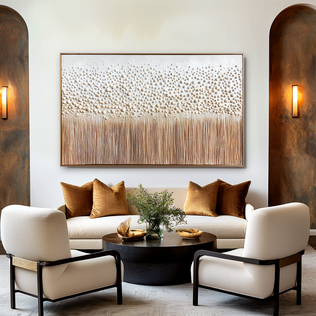 Pearl Meadow-Cream Beaded Painting