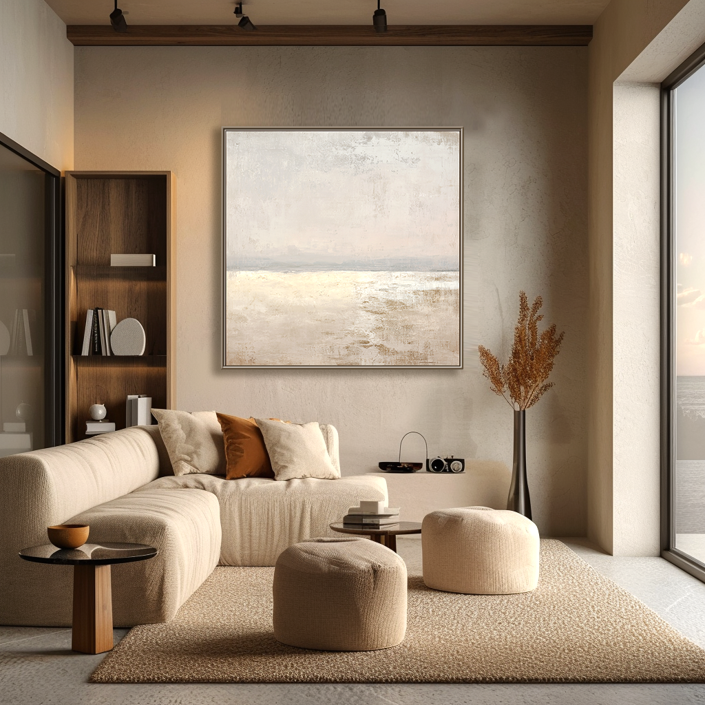Pale Horizon-Neutral Abstract Painting