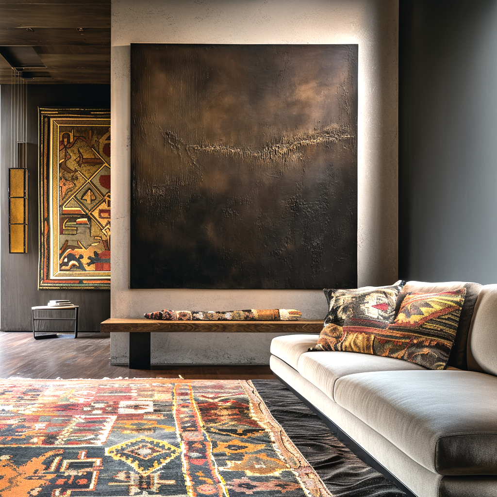Bronze Veil-Dark Brown Abstract Painting