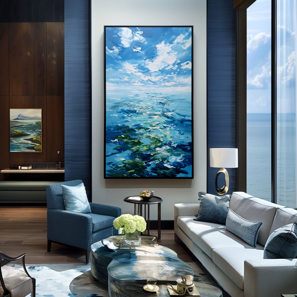 Sky Mirror-Blue Seascape Painting
