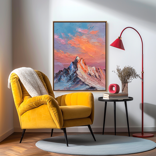 Snow Mountain Landscape Oil Painting, Art Decorative Wall Hanging for Living Room and Bedroom