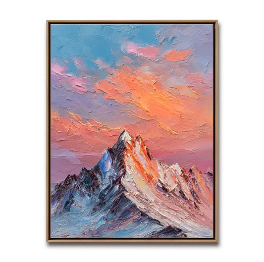 Snow Mountain Landscape Oil Painting, Art Decorative Wall Hanging for Living Room and Bedroom