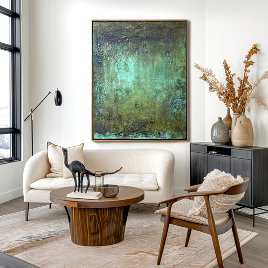 Abstract Oil Painting in Cool Tones - Textured Art for Home & Office Decor