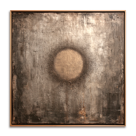 Hand - Painted Abstract Circular Textured Decorative Wall Art, Neutral Tones