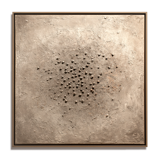 Hand - Painted Abstract Textured Decorative Wall Art with Dot Elements, Neutral Tones