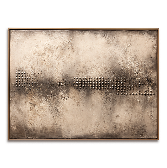 Hand - Painted Abstract Textured Decorative Wall Art with Dot Accents, Neutral Tones