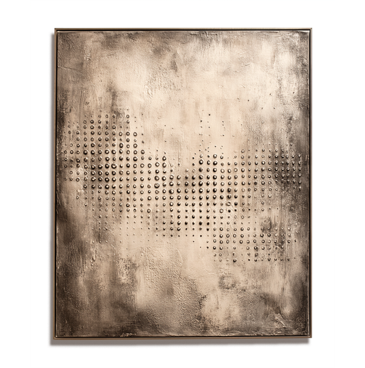 Hand - Painted Abstract Textured Decorative Wall Art with Dot Patterns, Neutral Tones