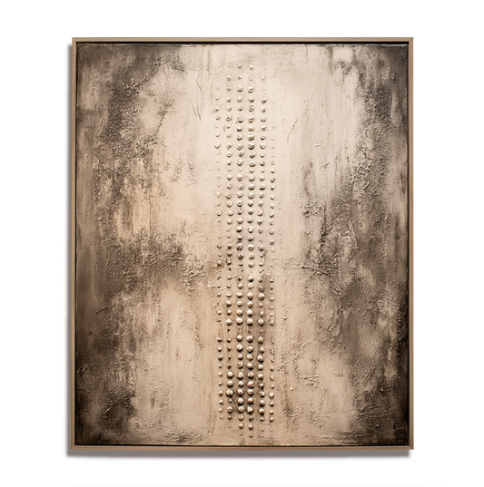 Hand - Painted Abstract Textured Decorative Wall Art with Vertical Dot Patterns, Neutral Tones