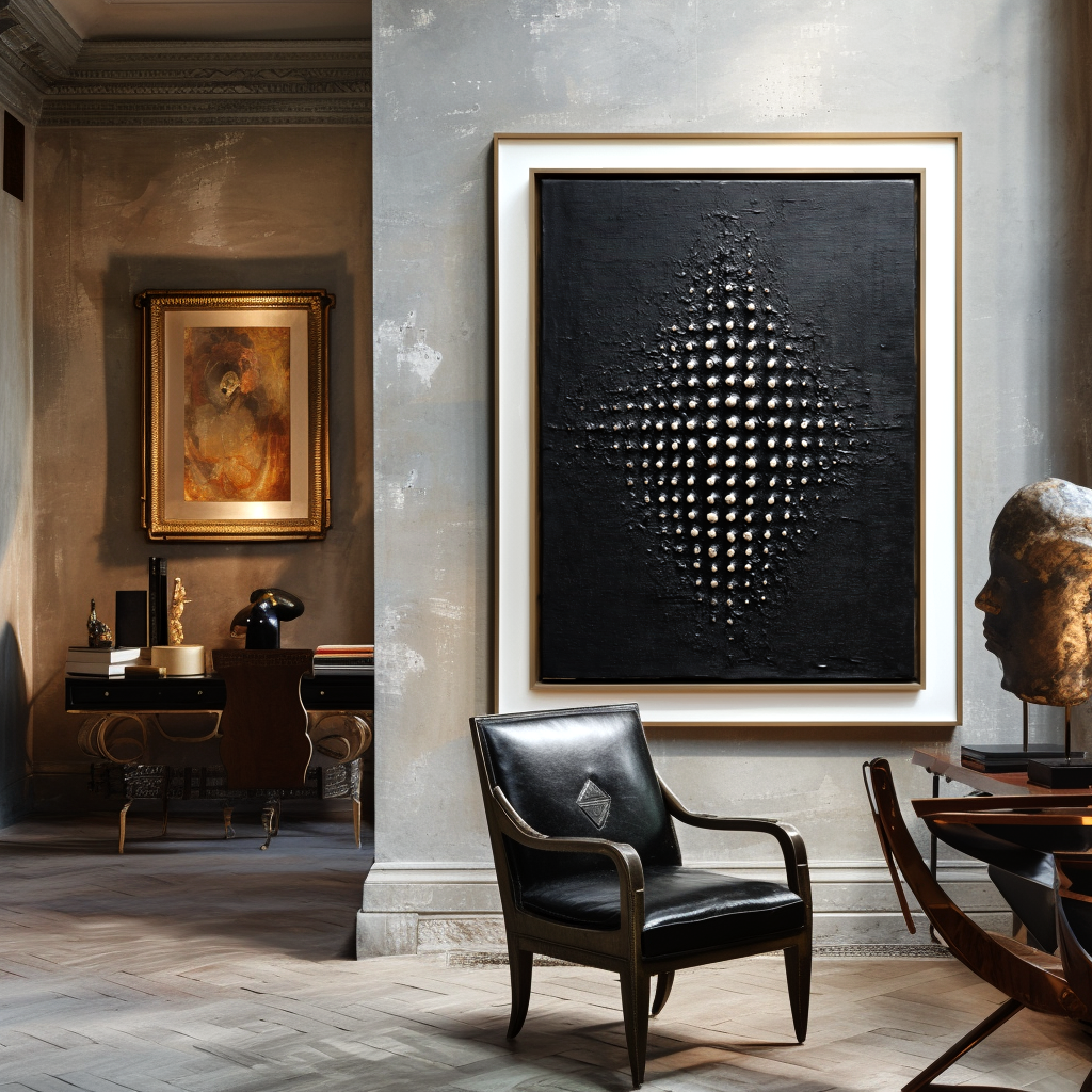 Golden Constellation-Black Dot Painting