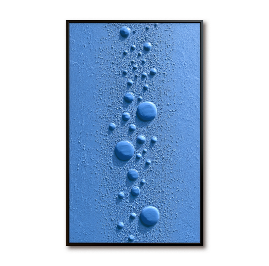 Hand - Painted 3D Textured Blue Wall Art, Minimalist Abstract Bubble Relief Decor