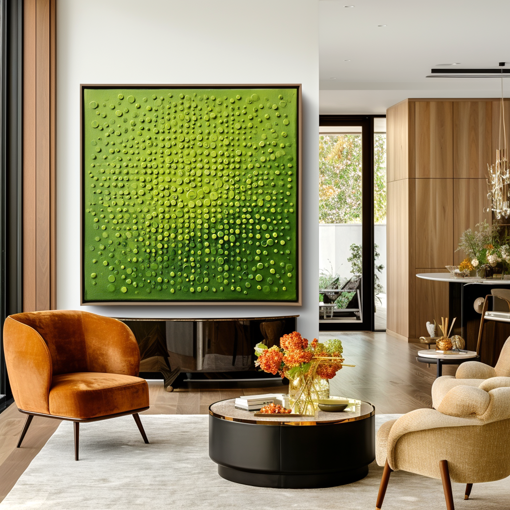 Green Bubble-Textured Abstract Painting
