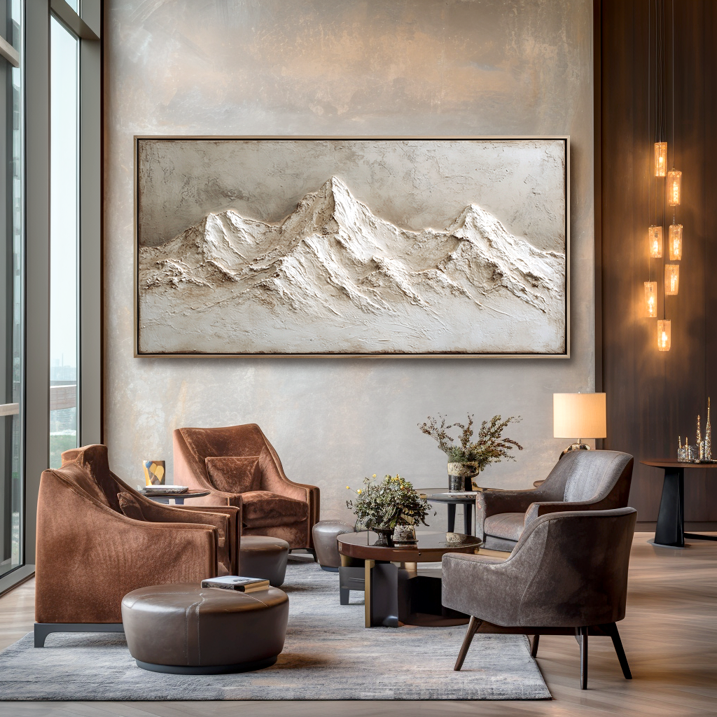 Alpine Relief-Textured Mountain Painting