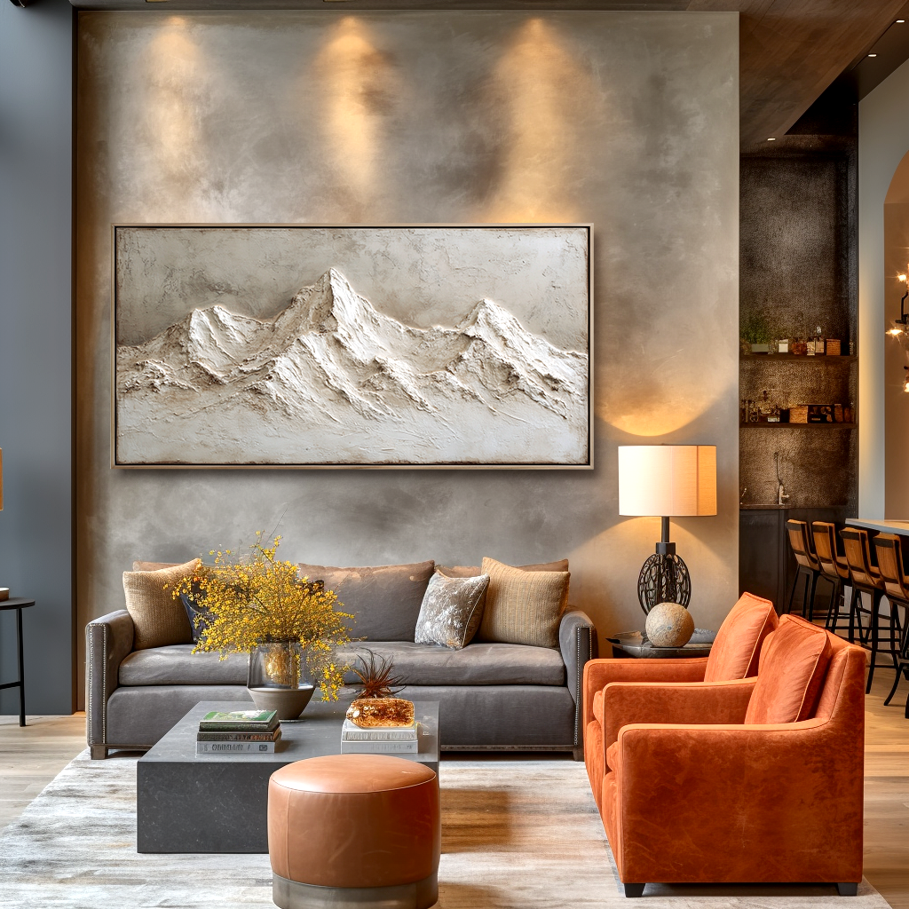 Alpine Relief-Textured Mountain Painting